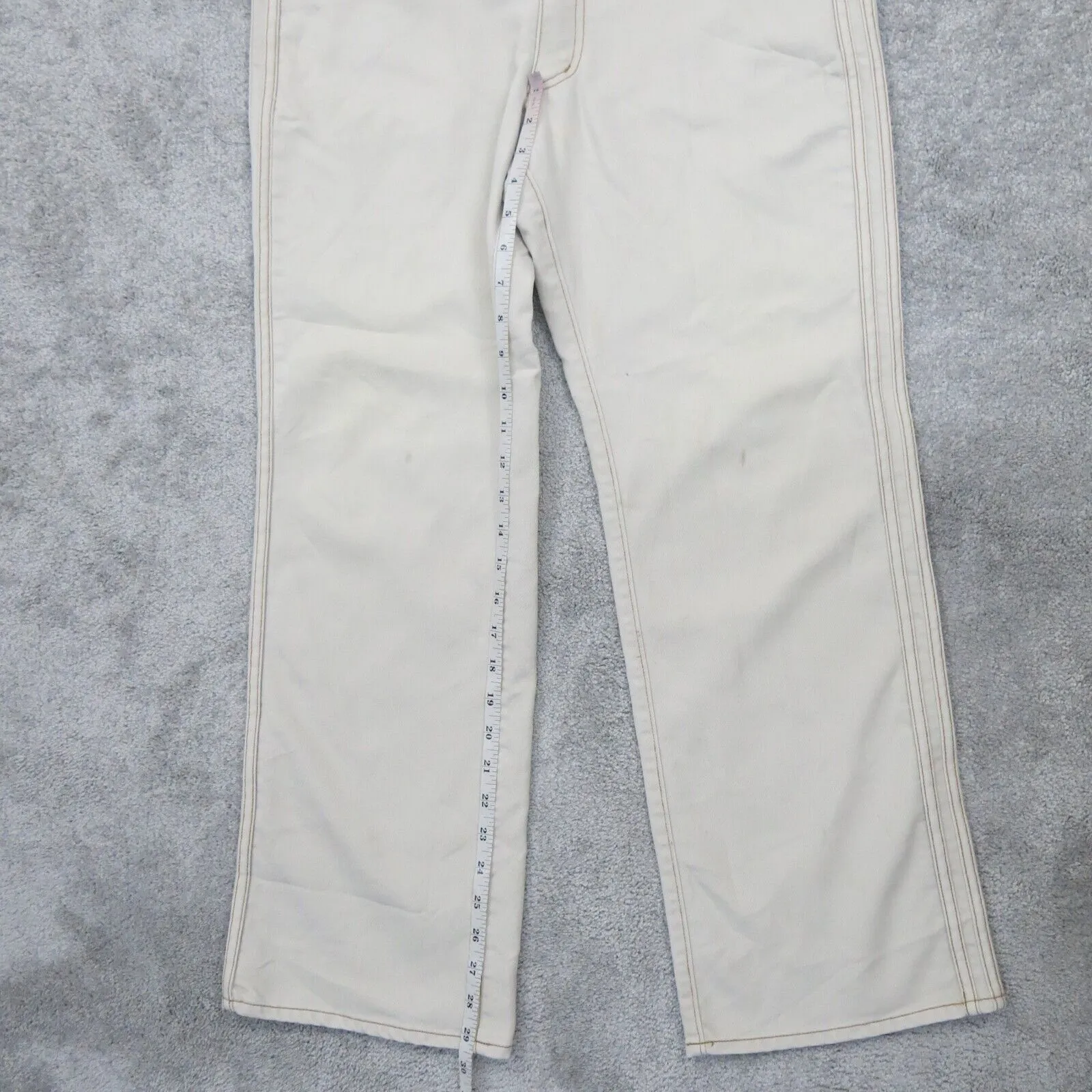 Adidas Womens Stretch Straight Leg Ankle Capri Pants Mid Rise Cream Size 32