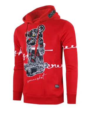 BANDANA BEAR FLEECE HOODIE-H1122(RED)