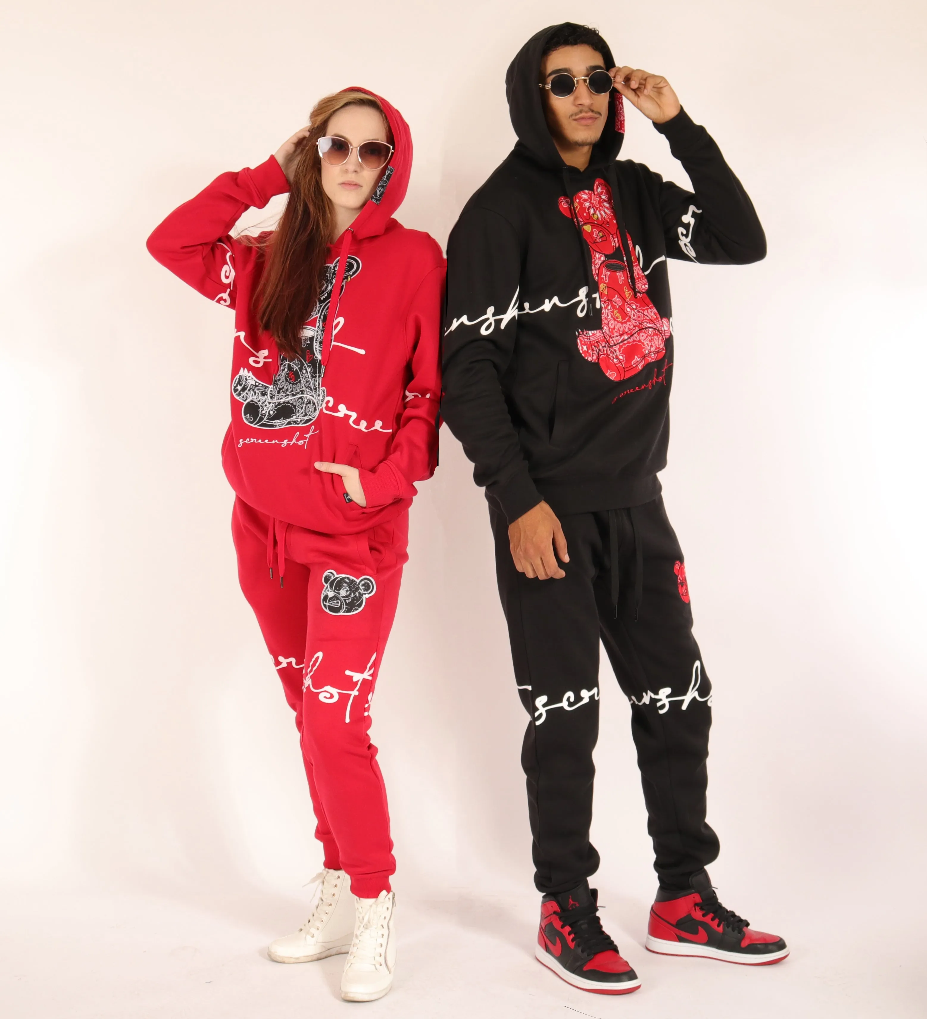 BANDANA BEAR FLEECE HOODIE-H1122(RED)