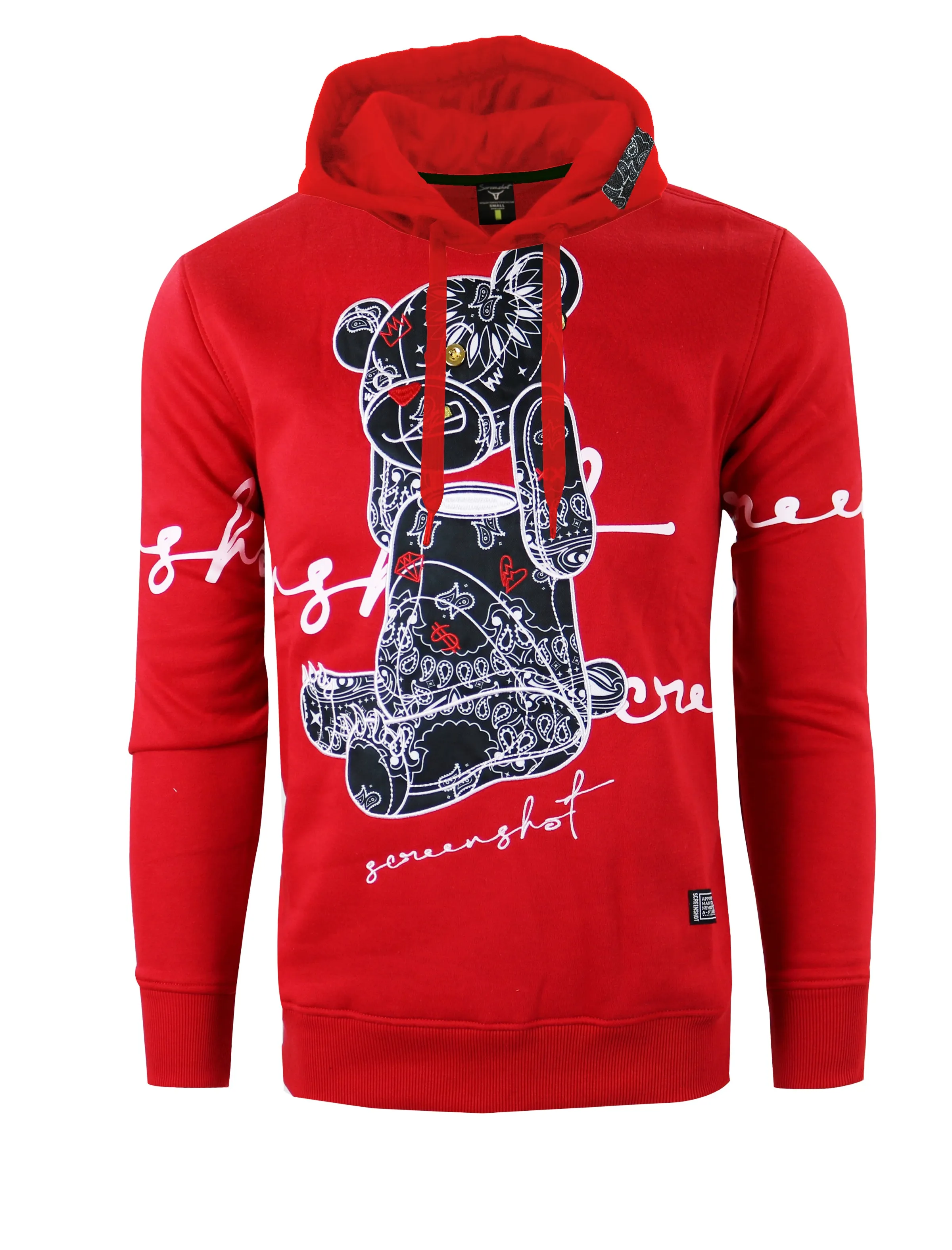 BANDANA BEAR FLEECE HOODIE-H1122(RED)