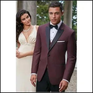 Burgundy Ike Behar Marbella Tuxedo 239M