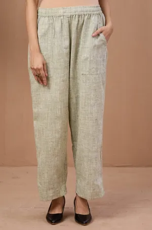 comfort fit cotton pants - pistachio green slub