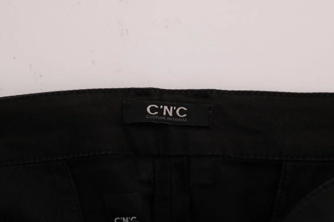 Costume National Chic Black Slim Fit Cotton Stretch Pants