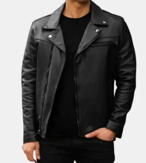 Destry Men's Black Biker's Leather Jacket