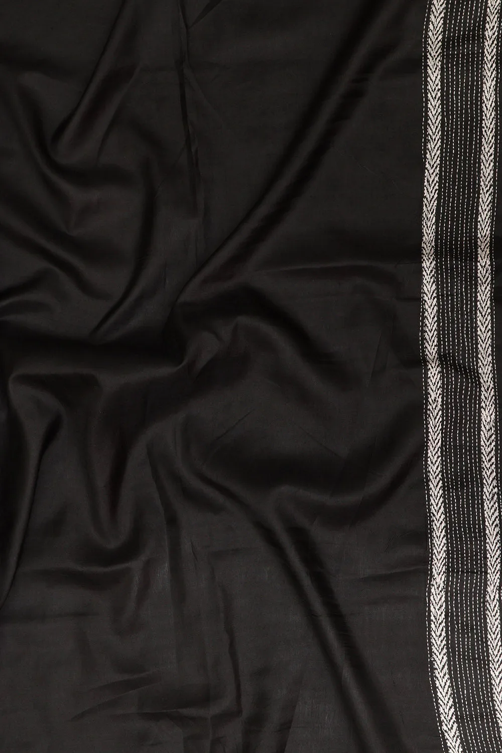 Exquisite Black Kantha Embroidered Bangalore Silk Saree