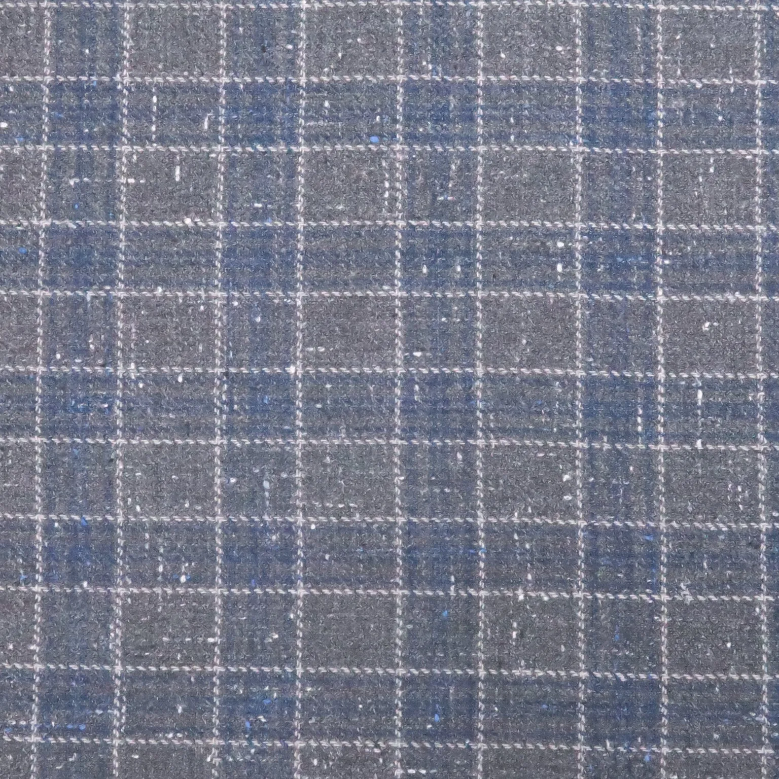 Gray and Blue Windowpane Plaid Silk Air Loro Piana Fabric