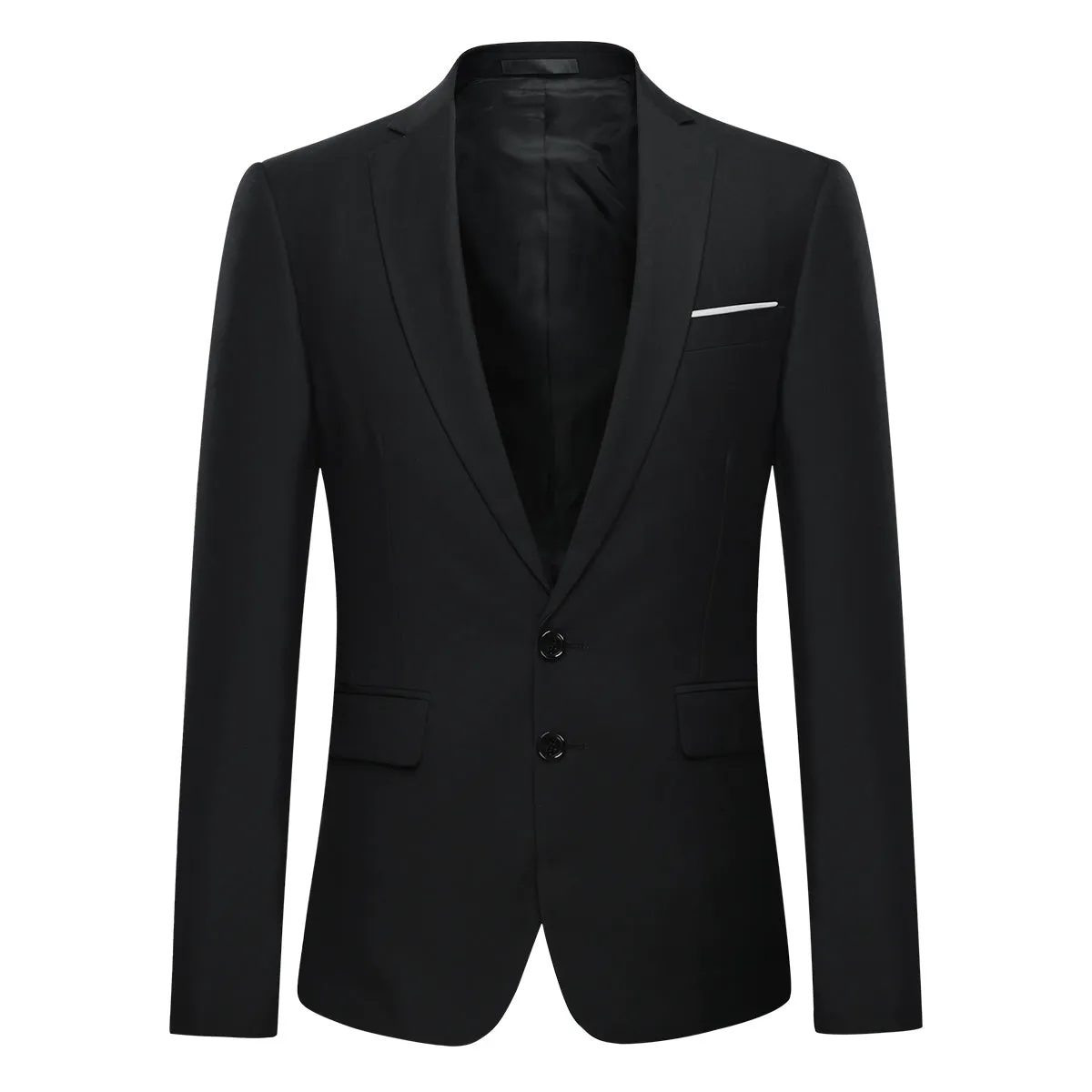 Mens 2-Piece Slim Fit Two Button Black Suit