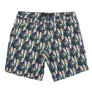 Navy Tropical Print Shorts