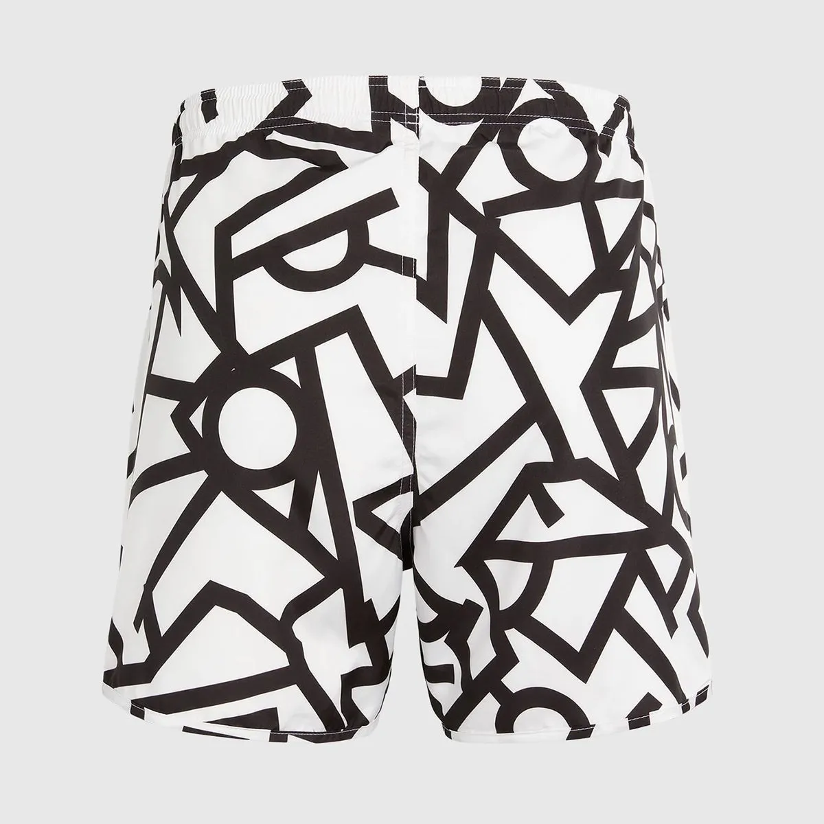 Neil Barrett - Bauhaus Graphic Lines Swim Shorts in White