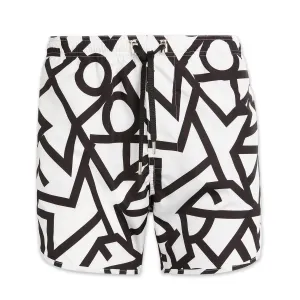 Neil Barrett - Bauhaus Graphic Lines Swim Shorts in White