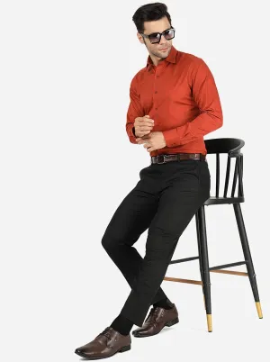 Orange Printed Slim Fit Party Wear Shirt | JB Studio