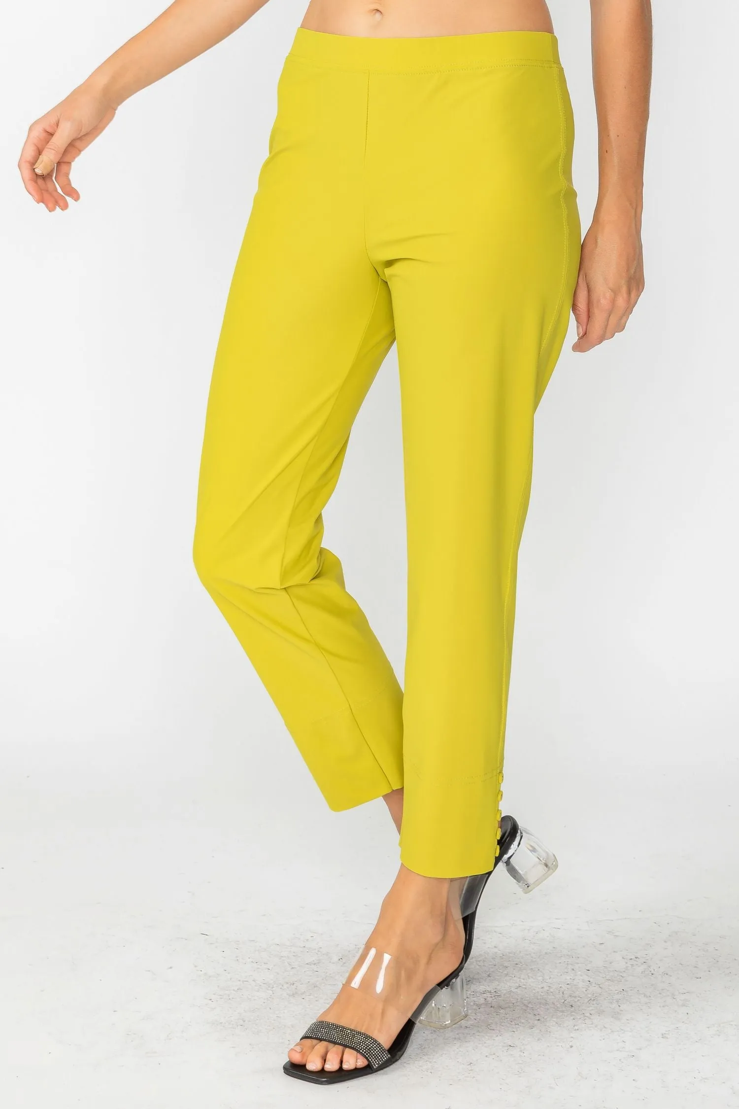 Pear Button Hem Slim Crops