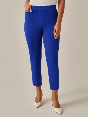 Plus Size Pull-On Straight Leg Ankle Pants, Royal Signature