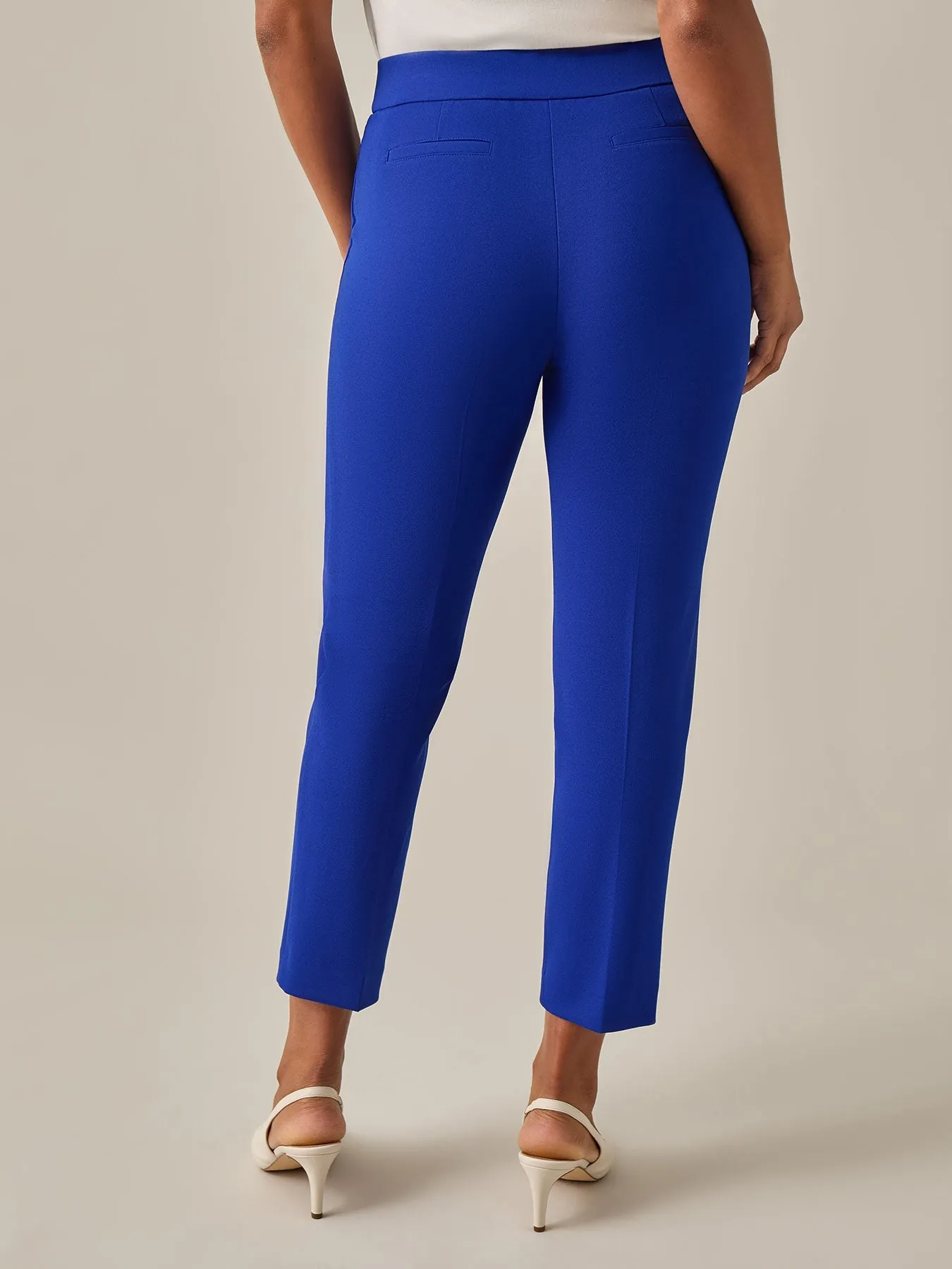 Plus Size Pull-On Straight Leg Ankle Pants, Royal Signature