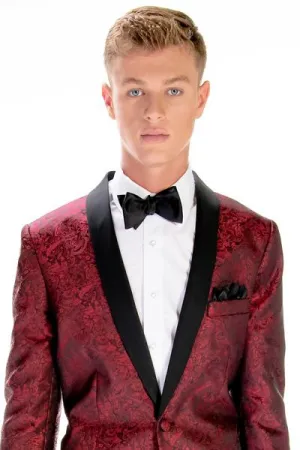 "Aries" Apple Red Paisley Shawl Tuxedo Jacket (Separates)