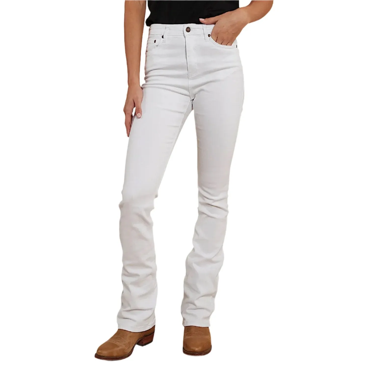 Ringers Western Women's Penny High Rise Bootleg Jean - White