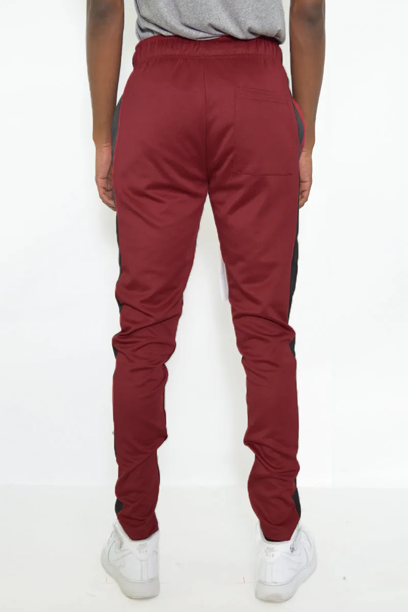 Sleek Athleisure Slim Fit Men's Track Pants with Stripe Detail