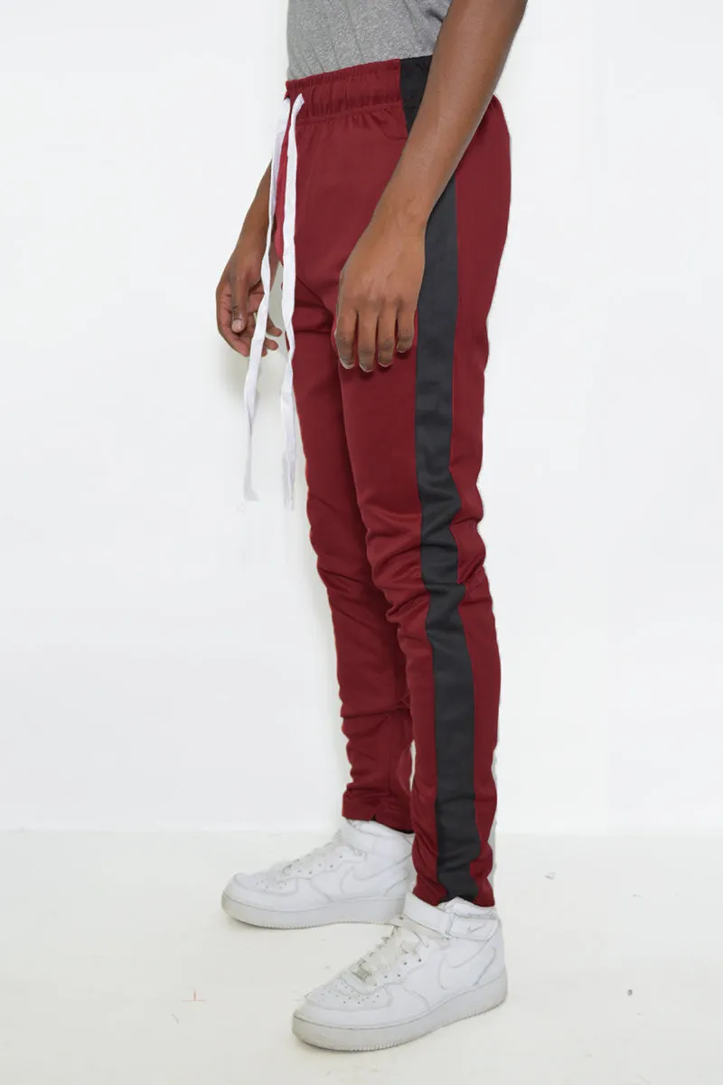 Sleek Athleisure Slim Fit Men's Track Pants with Stripe Detail