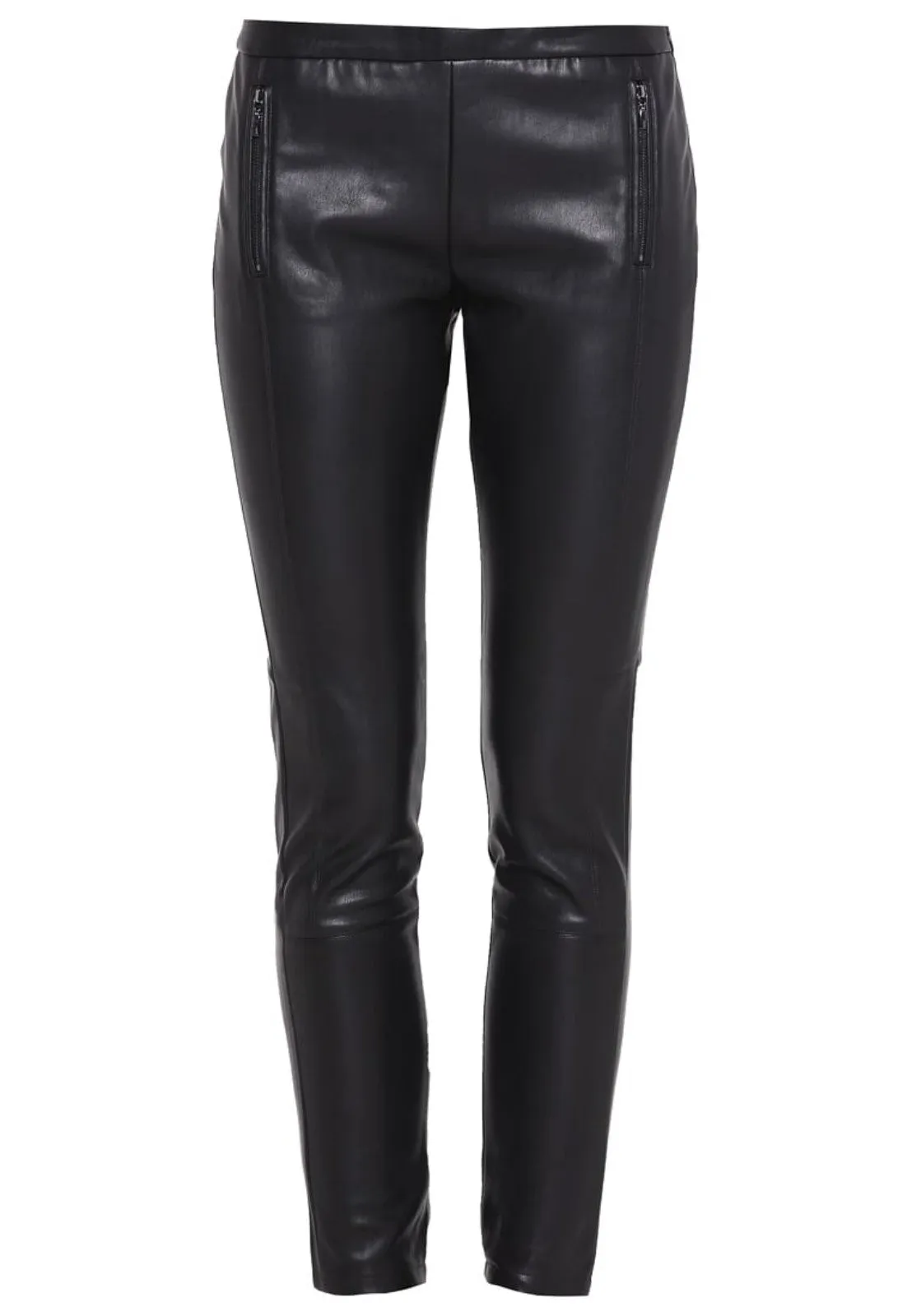 Women's Slim Fit Skinny Black Leather Pants WP19